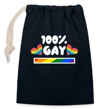 Heart Lgbt Statement Gay Sexuality Bisexual - Closable cotton gift bag (14x20cm) - navy - Front