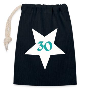 was zum schenken, 30 sternmotiv - Verschließbarer Geschenkbeutel aus Baumwolle (14x20cm) - Navy - Vorne
