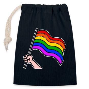 Lesbians Bisexual Lgbt Rainbow Flag Parade - Closable cotton gift bag (14x20cm) - navy - Front
