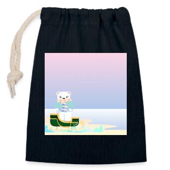 Winter Background - Polar Bear by the Sea - SLEDGES - Closable cotton gift bag (14x20cm) - navy - Front