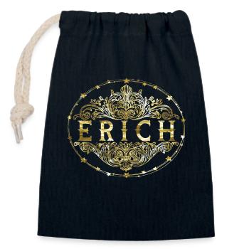 Erich - Verschließbarer Geschenkbeutel aus Baumwolle (14x20cm) - Navy - Vorne