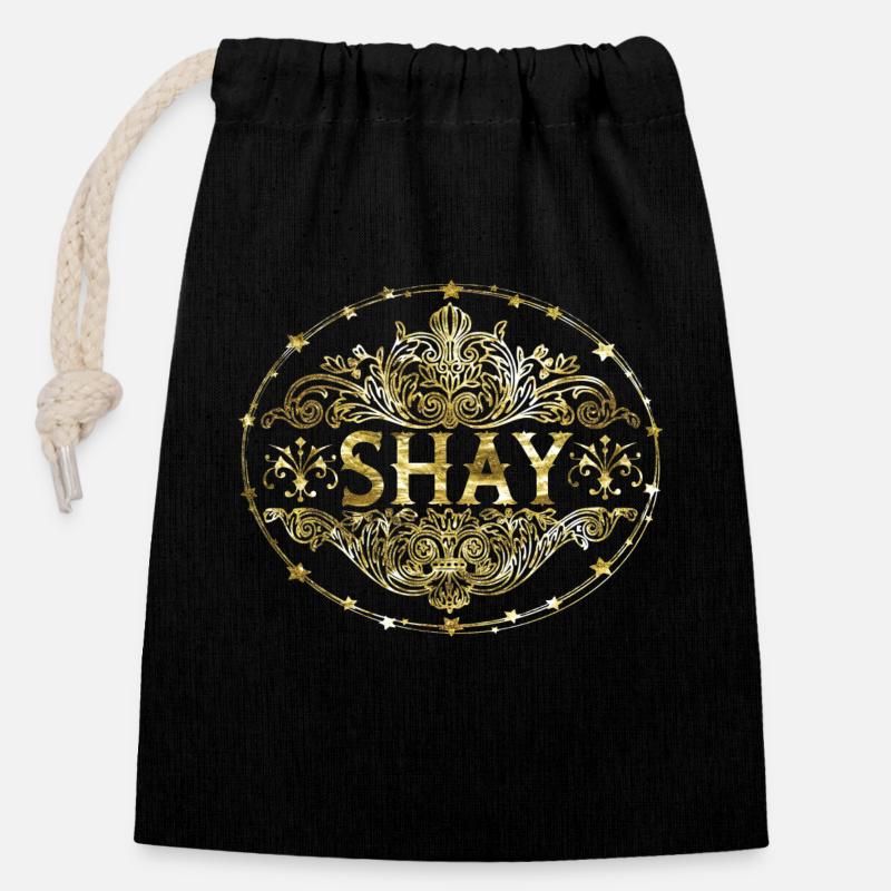 Shay - Sac cadeau en coton avec cordon (14 x 20 cm) - noir