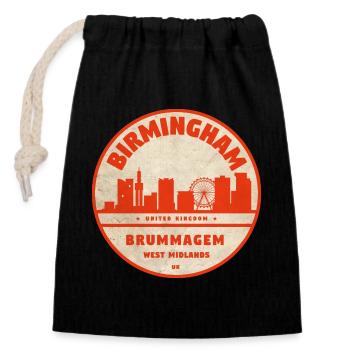 Horizon de Birmingham - Sac cadeau en coton avec cordon (14 x 20 cm) - noir - Devant