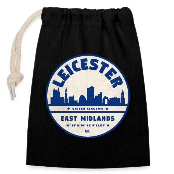 Leicester Skyline Round Logo East Midlands - Closable cotton gift bag (14x20cm) - black - Front