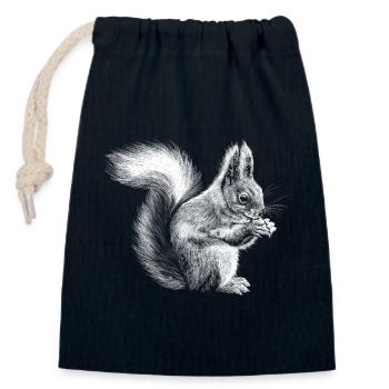 Écureuil - Sac cadeau en coton avec cordon (14 x 20 cm) - bleu marine - Devant