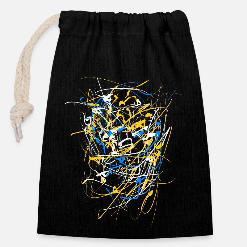 Art abstrait - Futurisme - Sac cadeau en coton avec cordon (14 x 20 cm) - noir