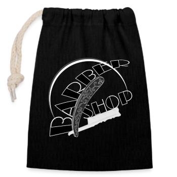 Barbershop Shaving Beard - Closable cotton gift bag (14x20cm) - black - Front