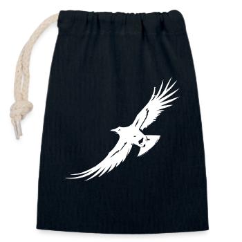 Fliegender Rabe - Verschließbarer Geschenkbeutel aus Baumwolle (14x20cm) - Navy - Vorne