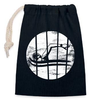 Float Drawing - Closable cotton gift bag (14x20cm) - navy - Front