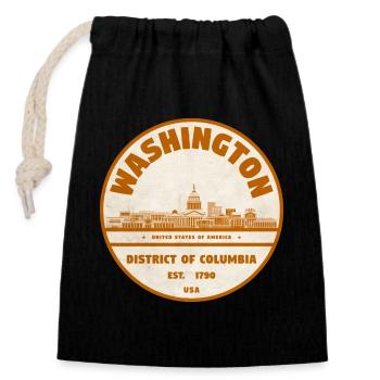 Washington DC Vintage Rundstempel - Verschließbarer Geschenkbeutel aus Baumwolle (14x20cm) - Schwarz - Vorne
