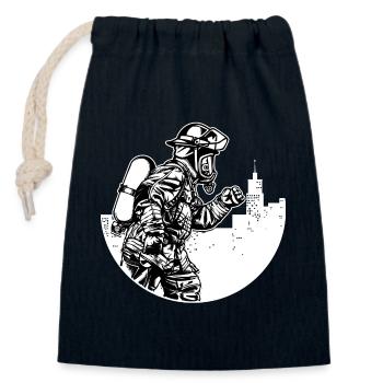 Freiwillige Feuerwehr Berufsfeuerwehr Brandschutz - Verschließbarer Geschenkbeutel aus Baumwolle (14x20cm) - Navy - Vorne