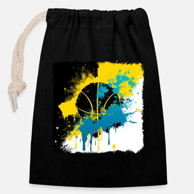 Basketball-Graffiti - Verschließbarer Geschenkbeutel aus Baumwolle (14x20cm) - Schwarz