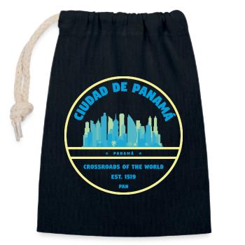 Panama Stadt-Skyline Emblem - Verschließbarer Geschenkbeutel aus Baumwolle (14x20cm) - Navy - Vorne