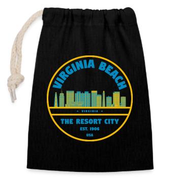 Virginia Beach Skyline Logo - Closable cotton gift bag (14x20cm) - black - Front
