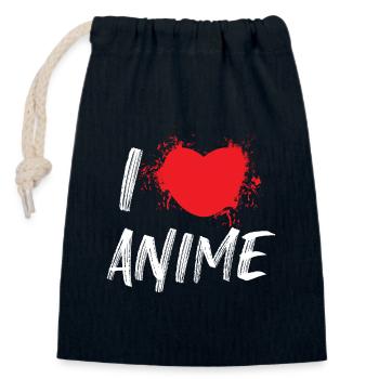Anime Heart Manga Pop Culture Nerdy Geek Japonais - Sac cadeau en coton avec cordon (14 x 20 cm) - bleu marine - Devant