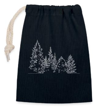 Winter Forest Silhouette Print - Closable cotton gift bag (14x20cm) - navy - Front