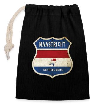 Maastricht Netherlands coat of arms design - Closable cotton gift bag (14x20cm) - black - Front