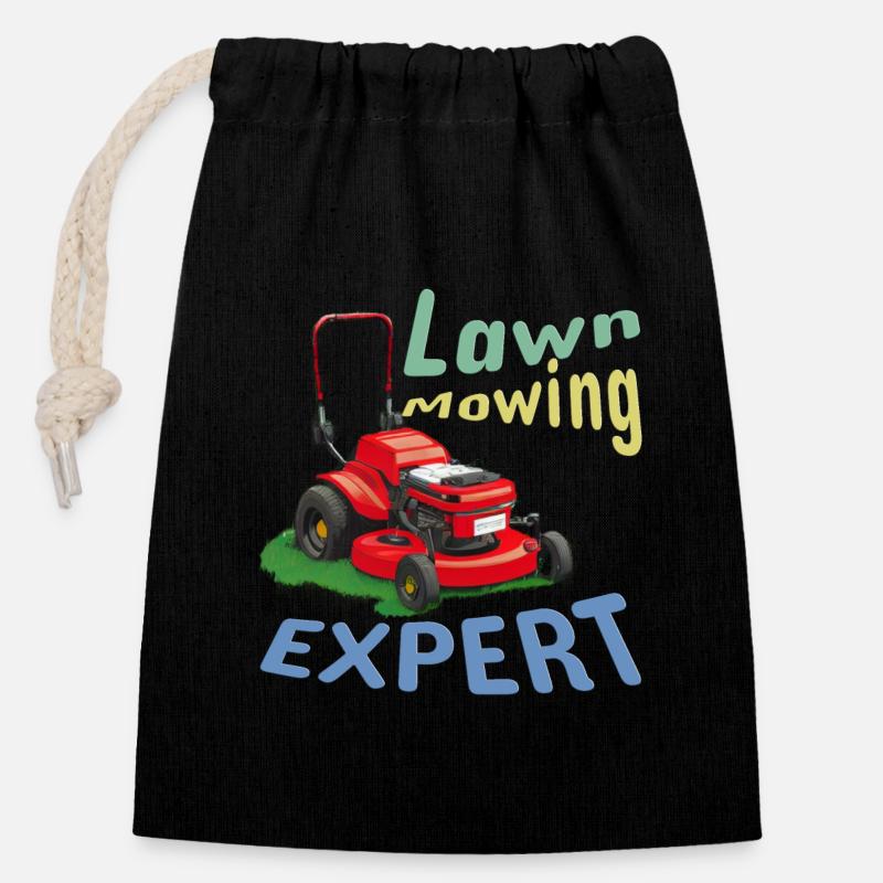 Expert en tonte de pelouse - Sac cadeau en coton avec cordon (14 x 20 cm) - noir