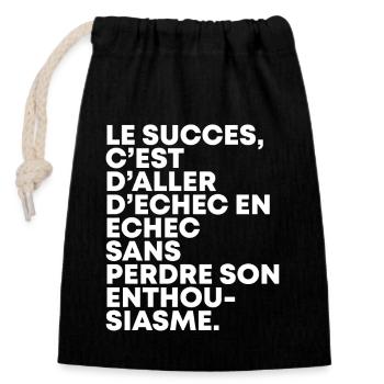 T shirt-citation - Sac cadeau en coton avec cordon (14 x 20 cm) - noir - Devant