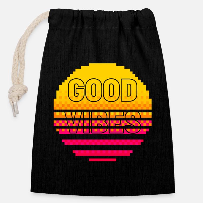 Positive attitude - Sac cadeau en coton avec cordon (14 x 20 cm) - noir