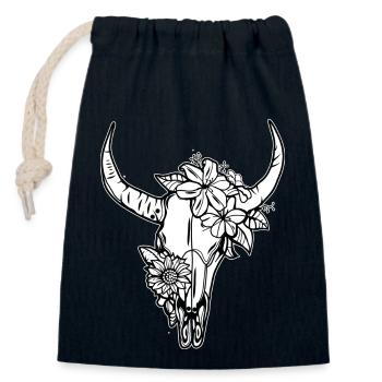 Longhorn // Skull // Antlers - Closable cotton gift bag (14x20cm) - navy - Front
