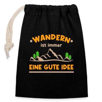 Naturerlebnis Wandern Statement Berge Wanderwege - Verschließbarer Geschenkbeutel aus Baumwolle (14x20cm) - Schwarz - Vorne