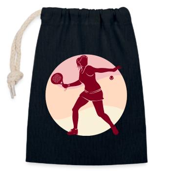 Joueur de Padel Raquette Entraîneur Ball Sport - Sac cadeau en coton avec cordon (14 x 20 cm) - bleu marine - Devant