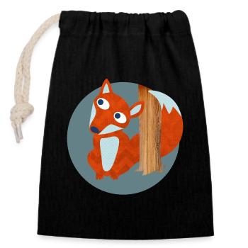 Fox Structure Woodland Nursery Pattern Comic - Closable cotton gift bag (14x20cm) - black - Front