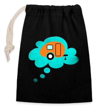 Caravan Wolke Denkblase Camping Retro Wohnwagen - Verschließbarer Geschenkbeutel aus Baumwolle (14x20cm) - Schwarz - Vorne