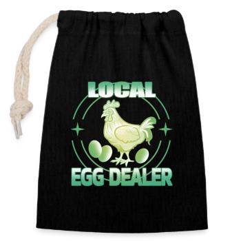 Local egg dealer - Closable cotton gift bag (14x20cm) - black - Front