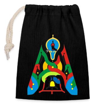 Tembe Tete Pirogue 1 - Sac cadeau en coton avec cordon (14 x 20 cm) - noir - Devant
