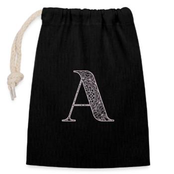 Mandala Monogram Initial in Dusky Pink - Letter A - Closable cotton gift bag (14x20cm) - black - Front