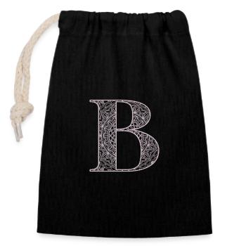 Mandala Monogram Initial in Dusky Pink - Letter B - Closable cotton gift bag (14x20cm) - black - Front