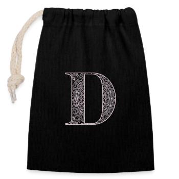 Mandala Monogram Initial in Dusky Pink - LetterD - Closable cotton gift bag (14x20cm) - black - Front