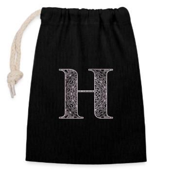 Mandala Monogram Initial in Dusky Pink - Letter H - Closable cotton gift bag (14x20cm) - black - Front