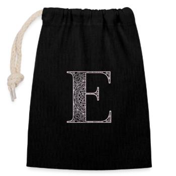 Mandala Monogram Initial in Dusky Pink - Letter E - Closable cotton gift bag (14x20cm) - black - Front