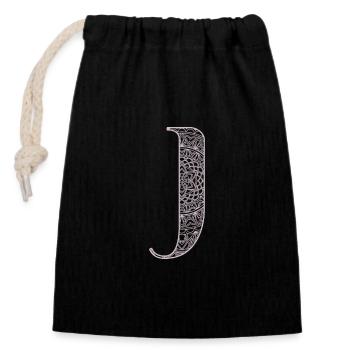 Mandala Monogram Initial in Dusky Pink - Letter J - Closable cotton gift bag (14x20cm) - black - Front