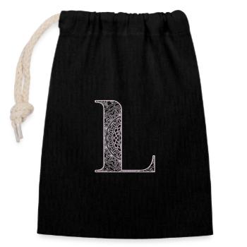 Mandala Monogram Initial in Dusky Pink - Letter L - Closable cotton gift bag (14x20cm) - black - Front