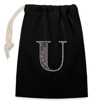 Mandala Monogram Initial in Dusky Pink - Letter U - Closable cotton gift bag (14x20cm) - black - Front