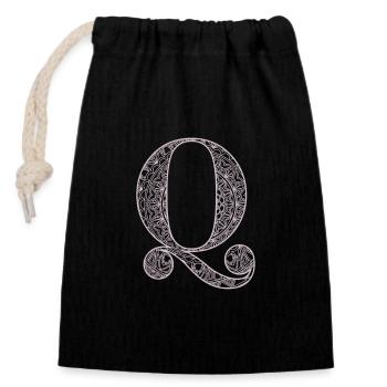 Mandala Monogram Initial in Dusky Pink - Letter Q - Closable cotton gift bag (14x20cm) - black - Front