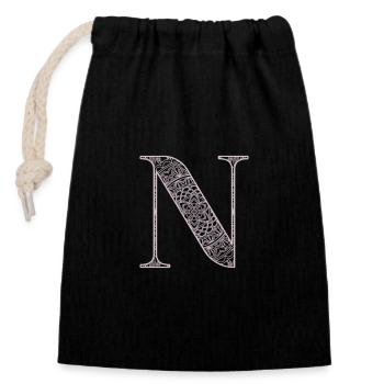 Mandala Monogram Initial in Dusky Pink - Letter N - Closable cotton gift bag (14x20cm) - black - Front