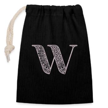Mandala Monogram Initial in Dusky Pink - Letter W - Closable cotton gift bag (14x20cm) - black - Front
