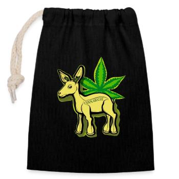 Cannabiche 05 with typo - Closable cotton gift bag (14x20cm) - black - Front