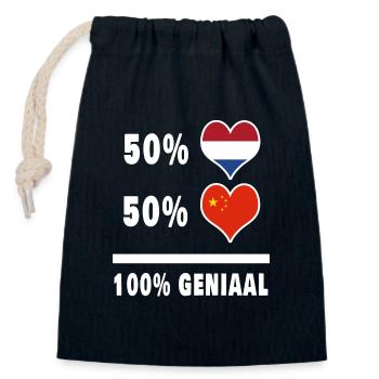 Chine et Pays-Bas 100% Genius Flag - Sac cadeau en coton avec cordon (14 x 20 cm) - bleu marine - Devant