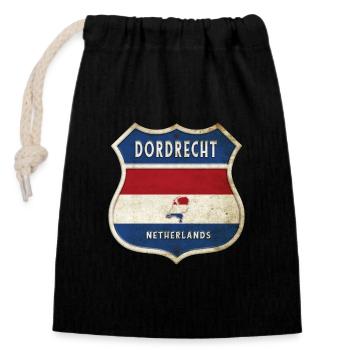 Design des armoiries de Dordrecht, Pays-Bas - Sac cadeau en coton avec cordon (14 x 20 cm) - noir - Devant