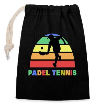 Sport Padel Tennis Balles de loisir Raquettes - Sac cadeau en coton avec cordon (14 x 20 cm) - noir - Devant