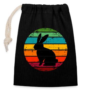 Hare - Closable cotton gift bag (14x20cm) - black - Front