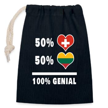 Lithuania and Switzerland 100% Awesome Flag - Closable cotton gift bag (14x20cm) - navy - Front