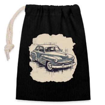 Vintage car - Closable cotton gift bag (14x20cm) - black - Front