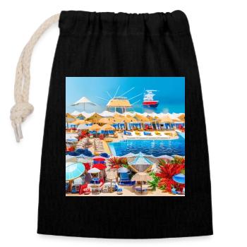 spending sunny holiday at sea side - Closable cotton gift bag (14x20cm) - black - Front